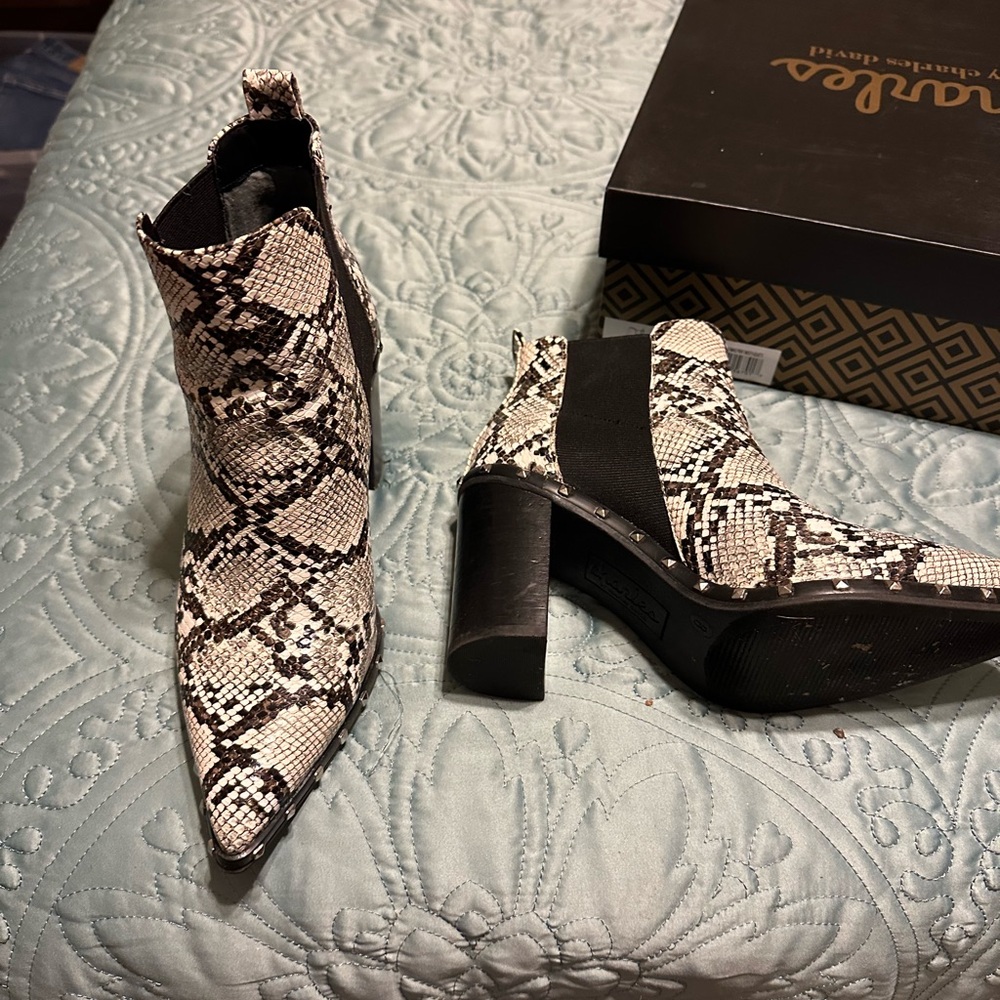 Charles By Charles David Black and White Ankle Boots